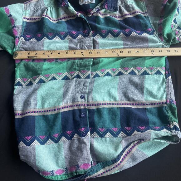 Vintage Angelique Shirt Womens Small Southwestern Pattern 90s Graphic Button Up - Picture 6 of 8